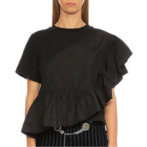 3.1 Phillip Lim Flamenco Black Ruffle Top sz SMALL